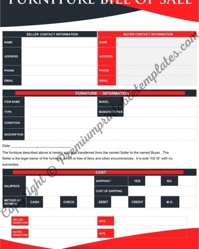 Trailer Bill of Sale | Bill of Sale Templates | Premium Printable Templates