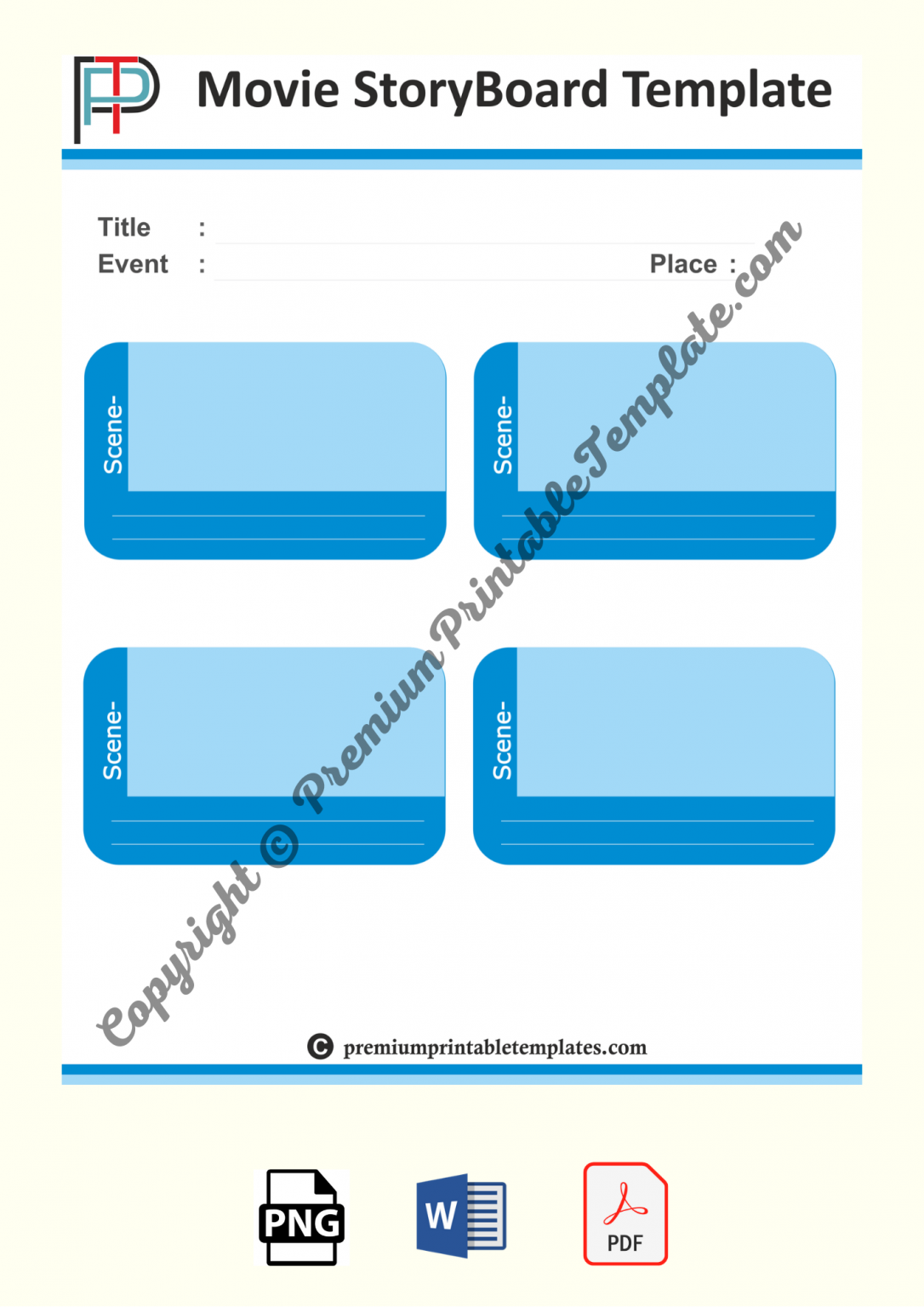 Movie Storyboard Template Printable in PDF & Word Premium Printable