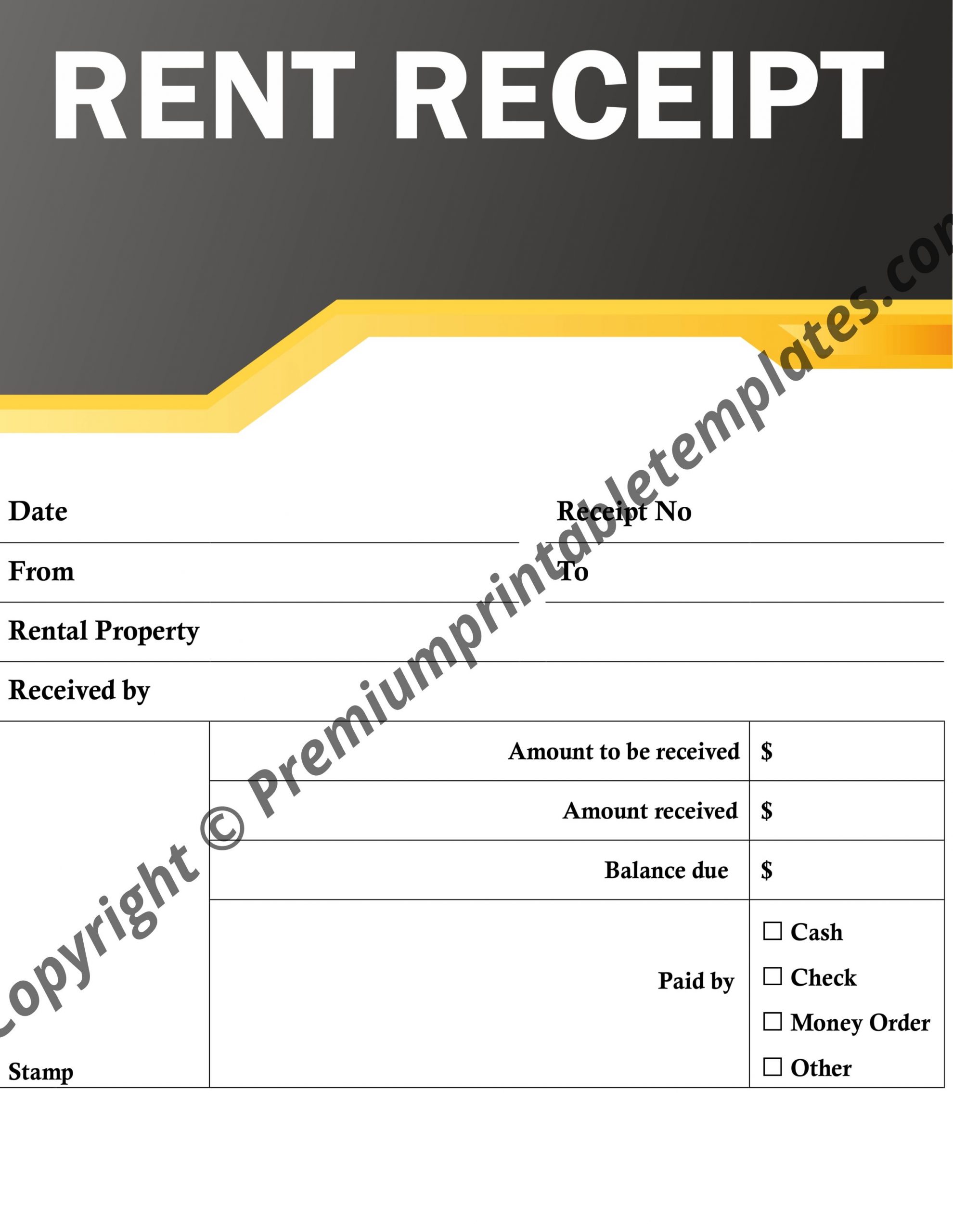 printable rent receipt template in pdf word