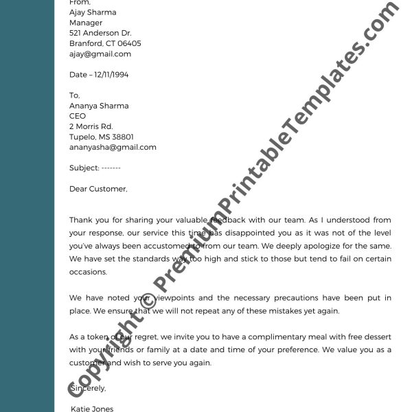 Apology Letter Template To Client