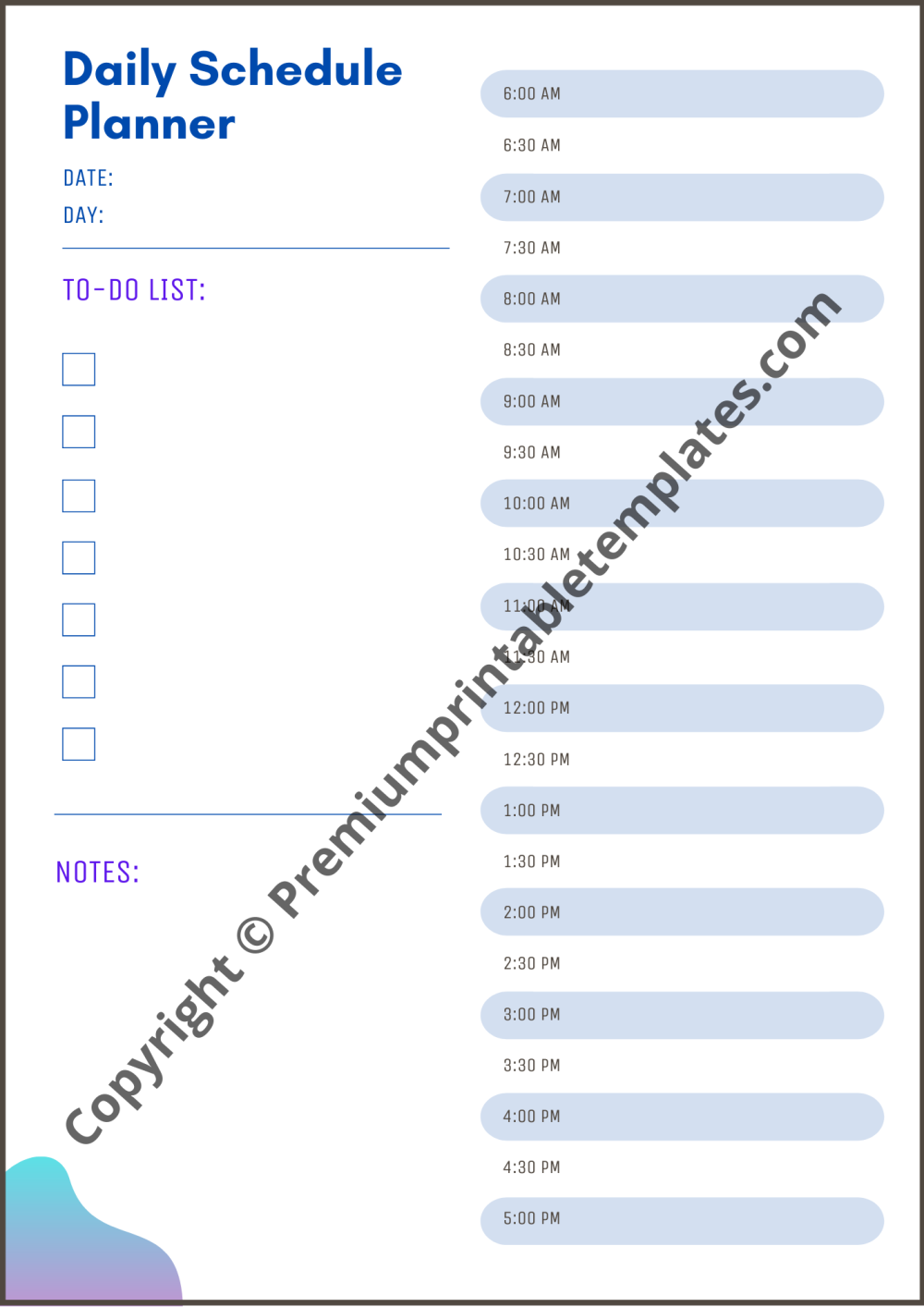 daily schedule template