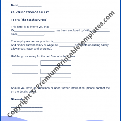 Employment Income Verification Letter