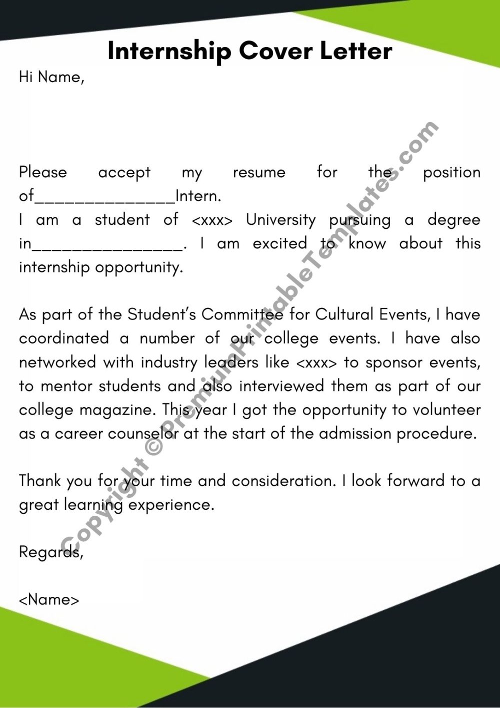 Internship Cover Letter PDF