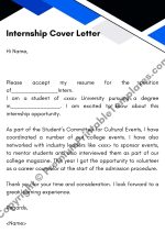 Printable Internship Cover Letter