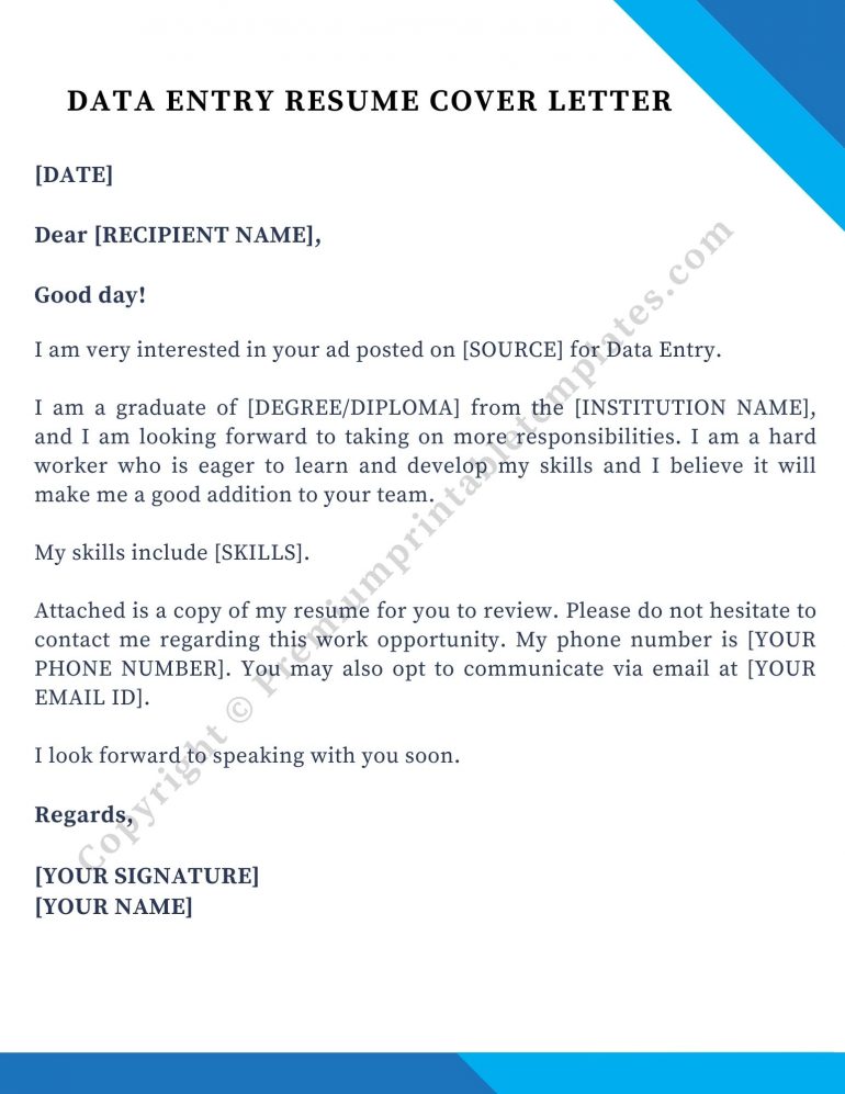 Printable Simple Cover Letter