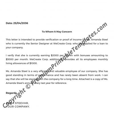 Proof Of Income Sample Letter from premiumprintabletemplates.com