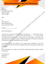 Recommendation Letter for Promotion