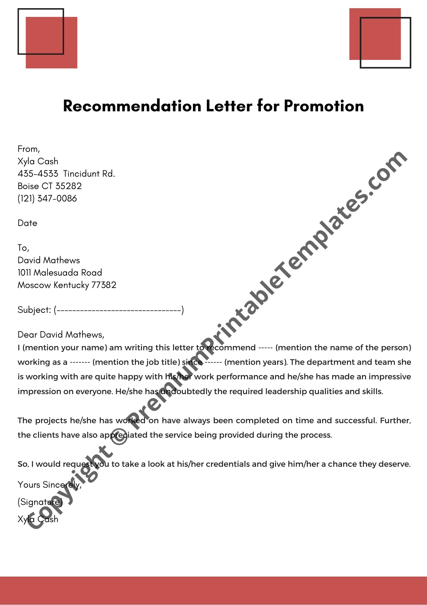 Letter To Request Promotion from premiumprintabletemplates.com