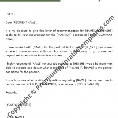 Reference Letter Sample | Editable | PDF - Premium Printable Templates