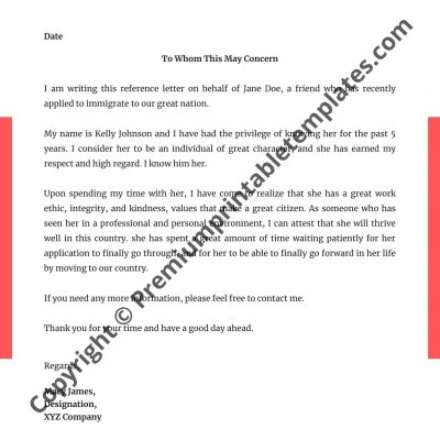 Recommendation Letter Sample For Coworker from premiumprintabletemplates.com