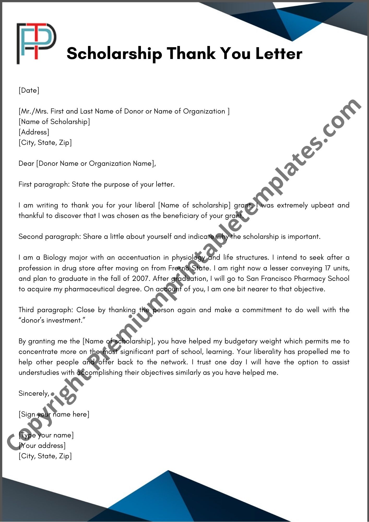 Letter To Scholarship Donor from premiumprintabletemplates.com