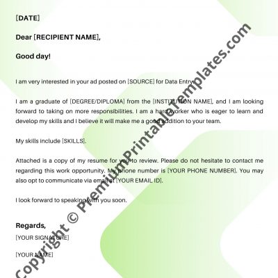 Printable Cover Letter Samples from premiumprintabletemplates.com