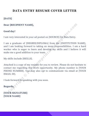 Simple Cover Letter | Data Entry Resume Cover Letter [Pack of 5 ...