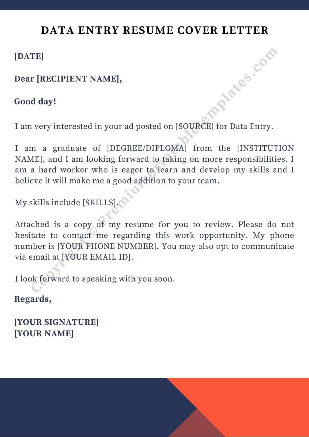 Simple Resume Cover Letter