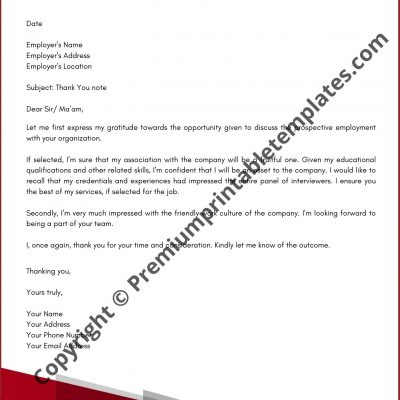 thank you letter for interview