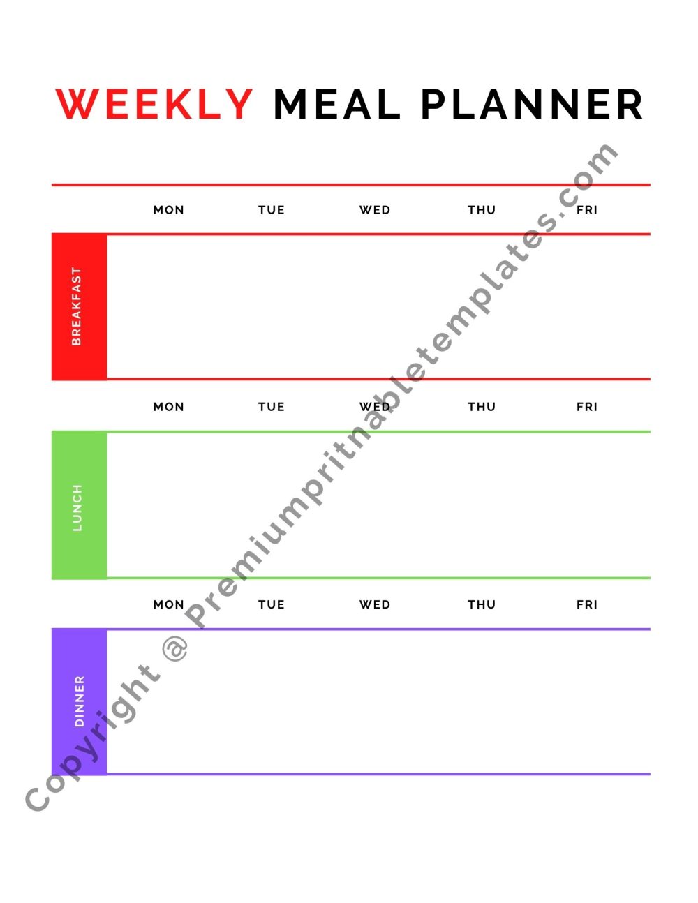 Weekly Meal Planner Template Download