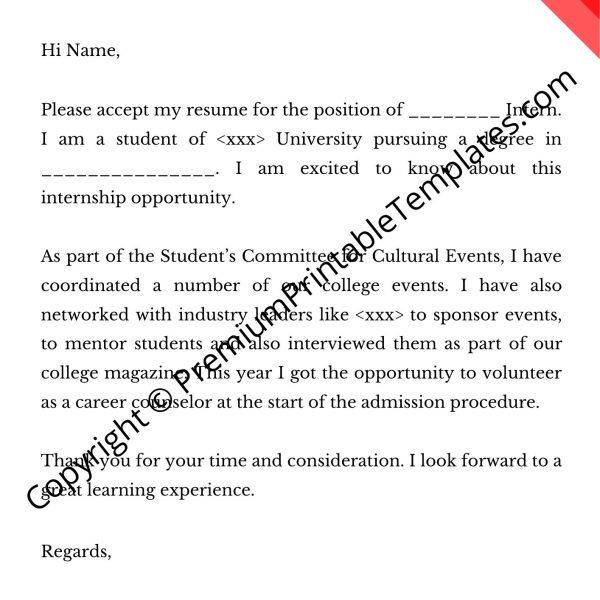 cover letter for internship