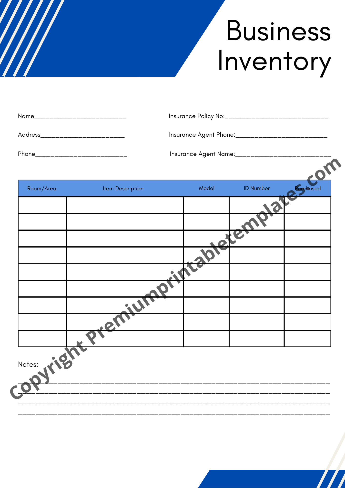 Business Inventory Template from premiumprintabletemplates.com