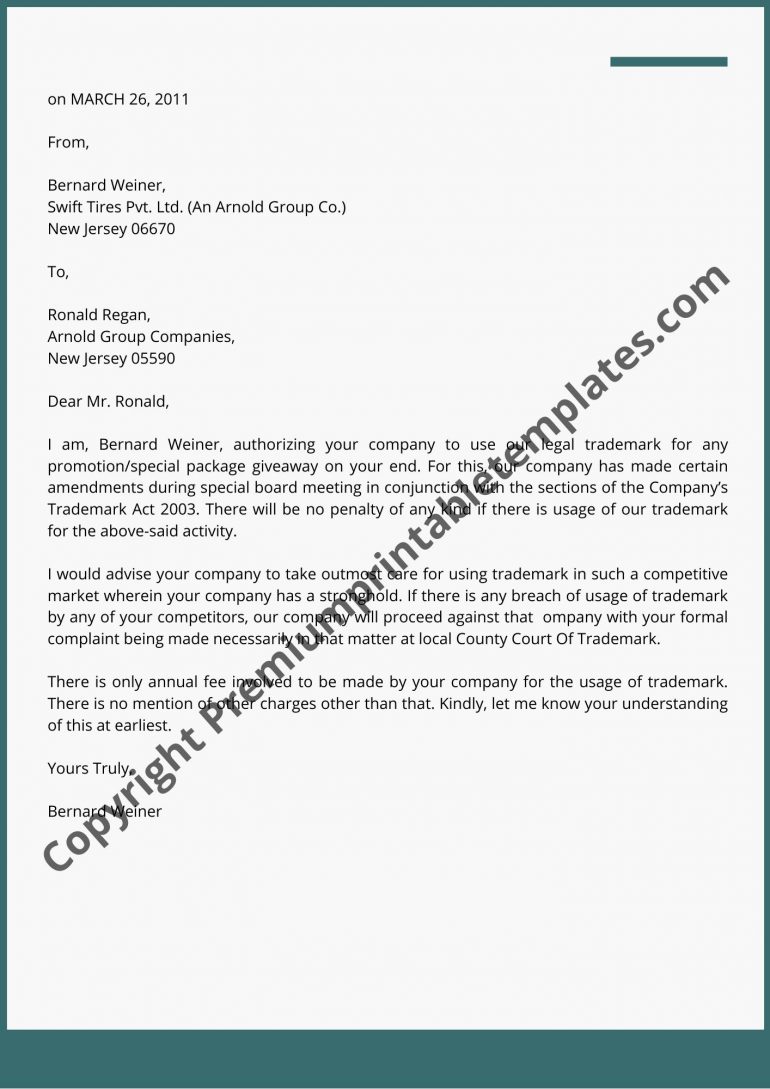 Legal Letter Format Printable Sample with Examples
