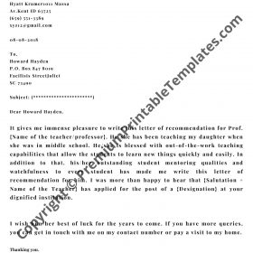 Recommendation Letter from Professor [Pack of 5]