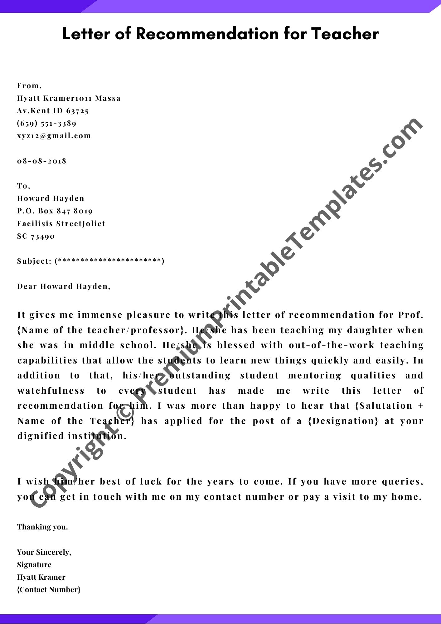 Letter Of Recommendation For Educators from premiumprintabletemplates.com