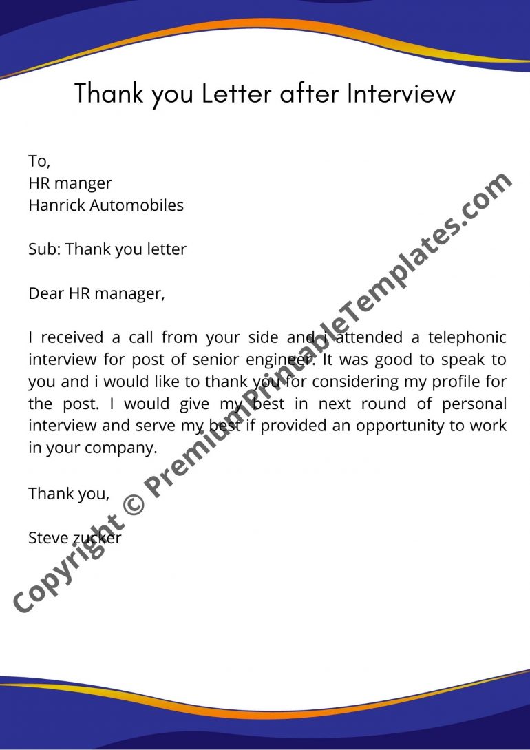 Interview Thank You Note Template