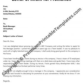 Letter of Intent for Promotion | Editable & PDF | Premium Printable ...