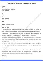 Letter of Intent for promotion