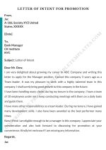 Letter of Intent for promotion Template