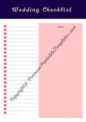Wedding Checklist Printable Template in Word and PDF