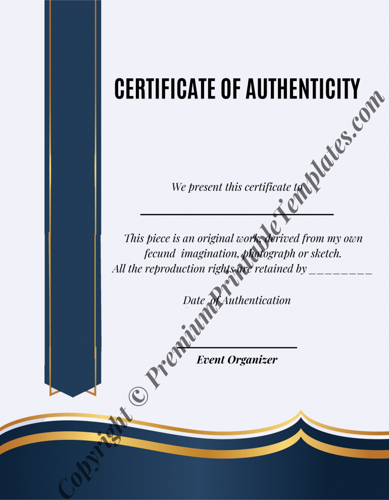 Certificate of Authenticity Template
