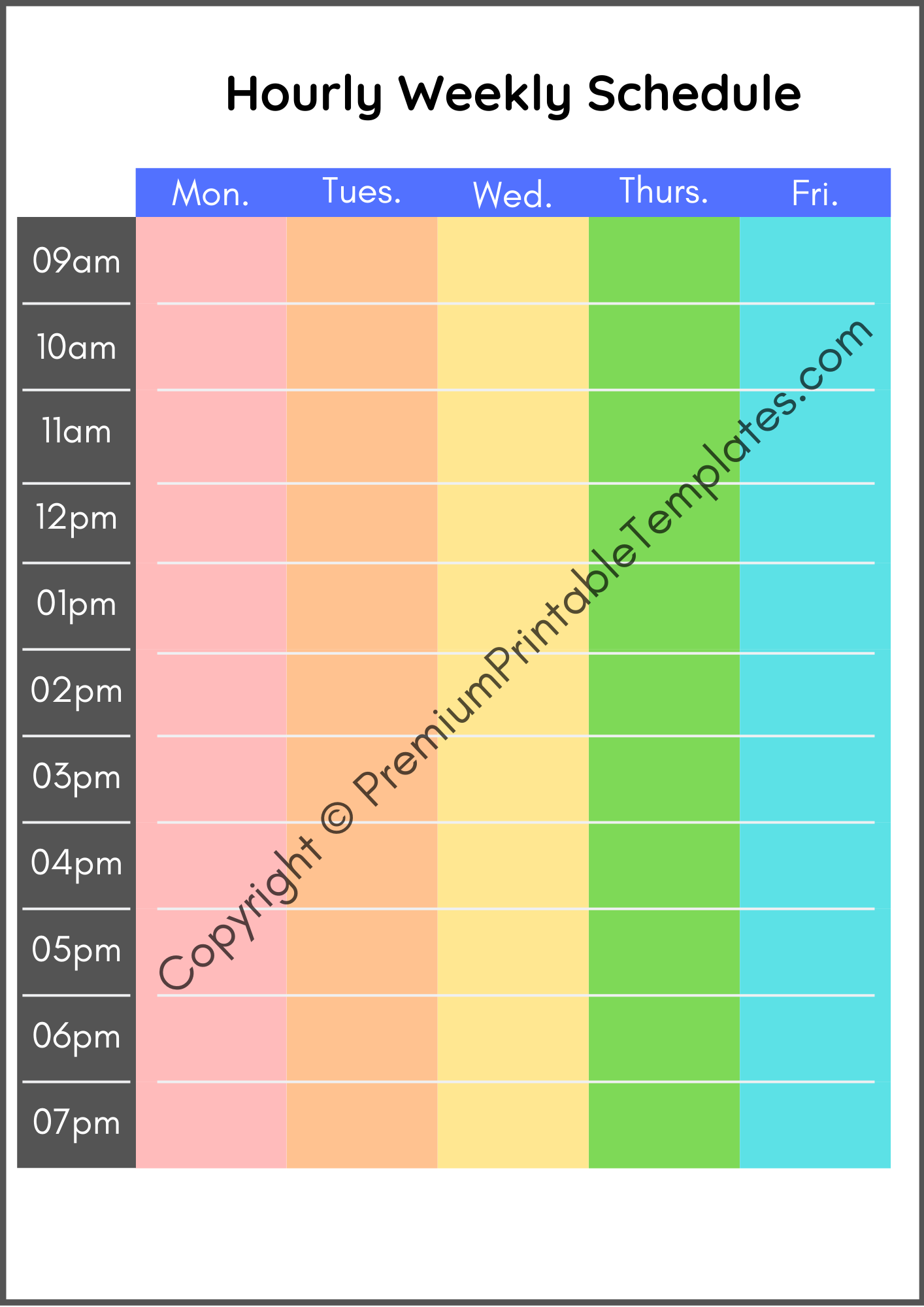 hourly schedule template