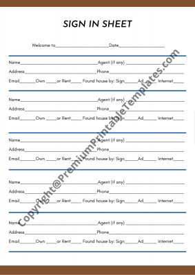 open house sign in sheet editable pdf premium printable templates