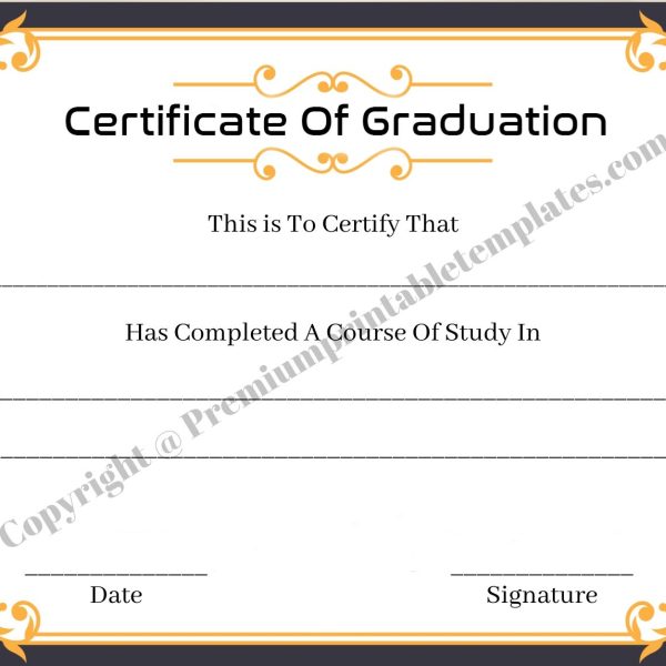 Certificate Of Graduation High School