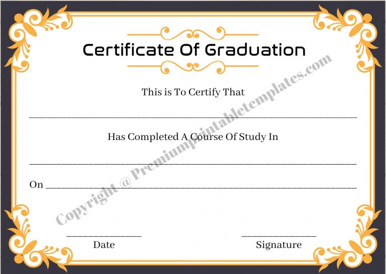 Certificate Of Graduation High School- PDF & Editable