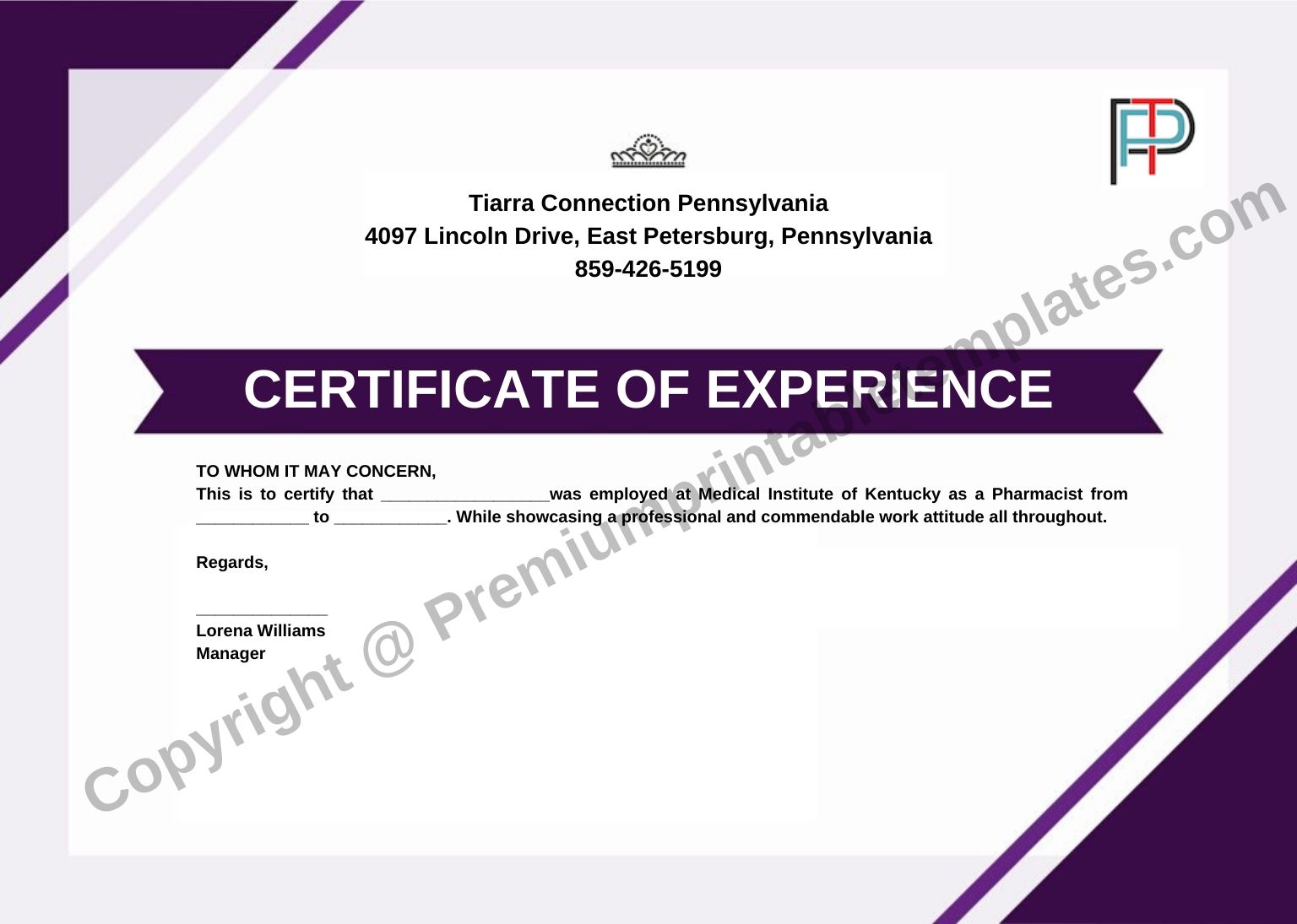 experience certificate format experience certificate sales manager