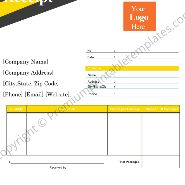 Rent Receipt Template Printable -Editable & PDF