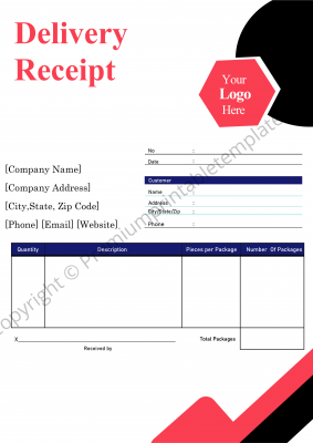 Delivery Receipt Template- Editable & Printable [Pack of 5]