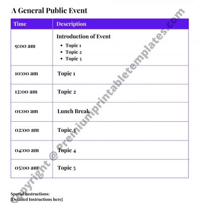 Public Event Meeting Agenda Template In Pdf And Word