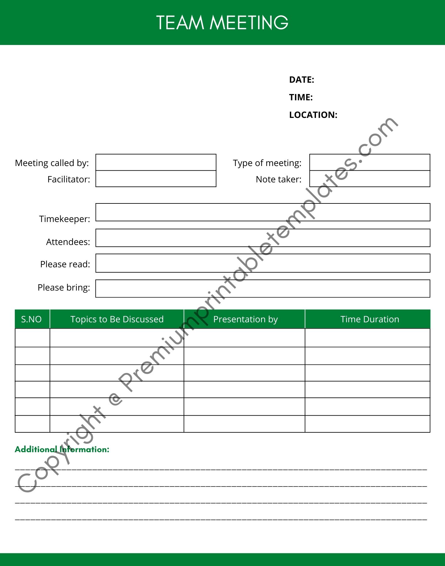 Team Meeting Agenda Template In Pdf Word