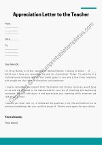 Appreciation Letter to the Teacher