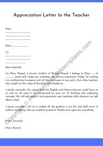 Appreciation Letter to the Teacher word