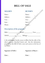 Blank Bill of Sale