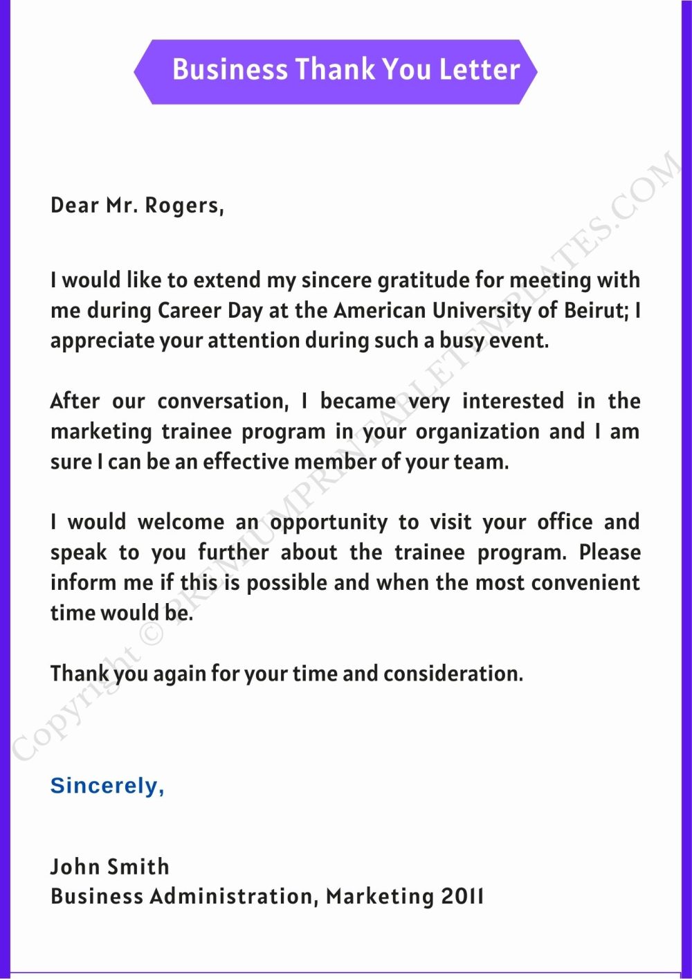 Business Thank You Letter Download