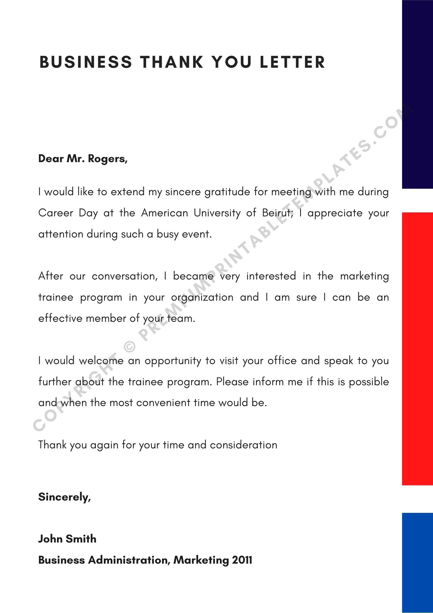 Thank You Letter For Business Meeting from premiumprintabletemplates.com