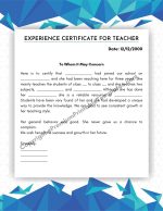 Experience Certificate for teacher