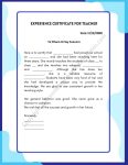 Experience Certificate For Teacher- PDF and Editable Word [Pack of 5]