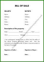 Printable Bill of Sale Template