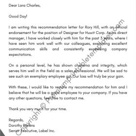 Letter Of Recommendation Template in PDF & Word