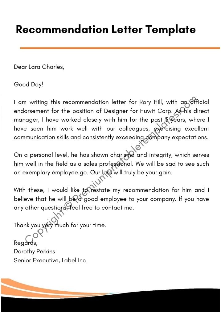 letter of recommendation format
